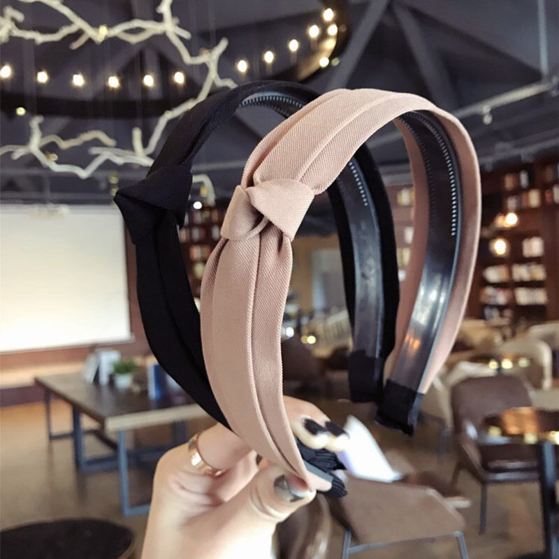 Solid Color Knotted Hairband For Women Girls Non-Slip Double Side Elegant Hair Band Ladies Casual Outdoor Hair Accessories